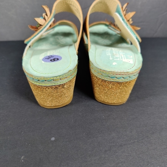 L'Artiste by Spring Step Polka-MNTM - Mint Green Floral Wedge Slip On Sandal 8.5 - Picture 7 of 9